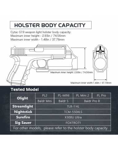 HOLSTER CYTAC GLOCK 17 CON LINTERNA