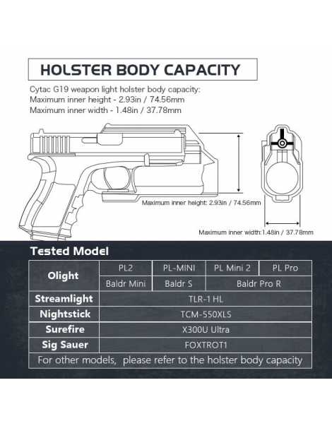 HOLSTER CYTAC GLOCK 17 CON LINTERNA